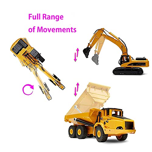 Ailejia 1/50 Scale Articulated Dump Truck Excavator Toy Alloy Models Construction Vehicle s Model Engineering Car Toy boy Gift (Engineering car Suit) - color: Engineering Car Suit