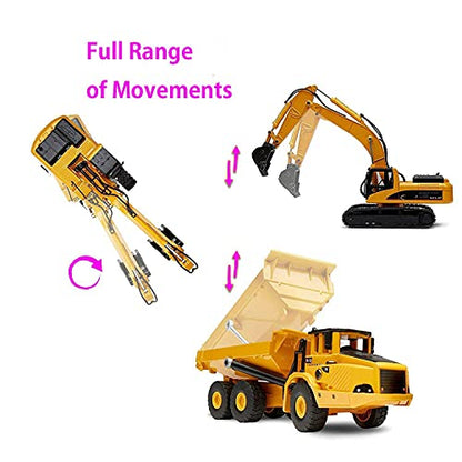 Ailejia 1/50 Scale Articulated Dump Truck Excavator Toy Alloy Models Construction Vehicle s Model Engineering Car Toy boy Gift (Engineering car Suit) - color: Engineering Car Suit