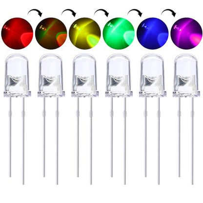 EBOOT 100 Pcs Clear Light Emitting Diodes Bulbs LED Lamp,5mm,Multicolor 01 - color: Rgb Multicolor Slow Blinking