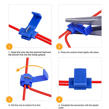 Nilight 100PCS Quick Splice Solderless Wire and T-Tap Electrical Connectors 22-18 18-14 12-10 AWG T Tap Insulated Terminal Assortment Kit & 50005R Heat Shrink 2:1 Electric Insulation Tube Kit