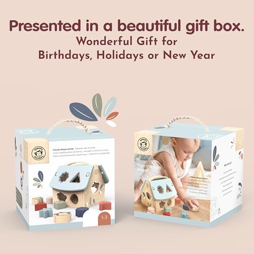 SPEEDY MONKEY Wooden House Shape Sorter | 8 Blocks & Monkey Character - color: Monkey House