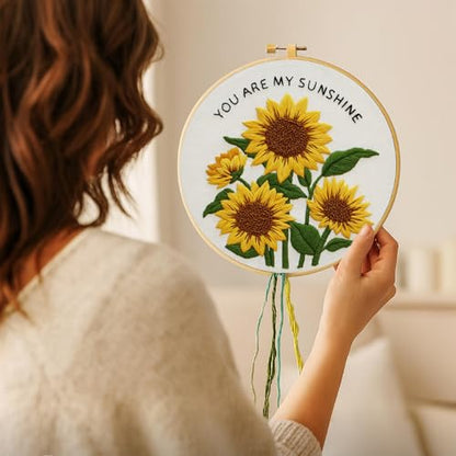 Nuberlic Sunflower Embroidery Kit for Beginners - color: Sunflower
