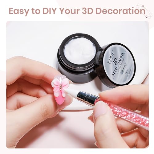 3D Sculpting Gel for Nail Art, White Non-Sticky Solid Molding Nails - color: Snow White