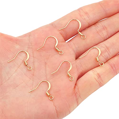 BEADIA 18K Gold Plated Earring Hooks 16x16mm 100pcs for Jewelry Making Findings - size: Hooks 6# 16x16mm