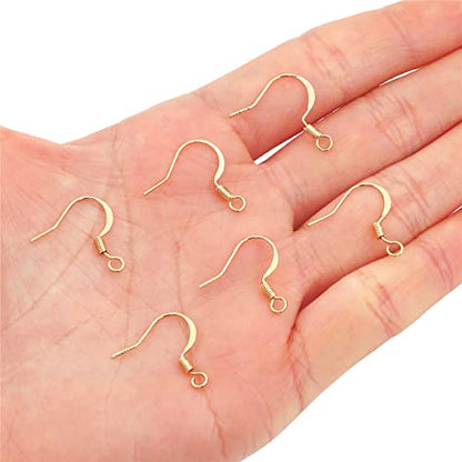 BEADIA 18K Gold Plated Earring Hooks 16x16mm 100pcs for Jewelry Making Findings - size: Hooks 6# 16x16mm