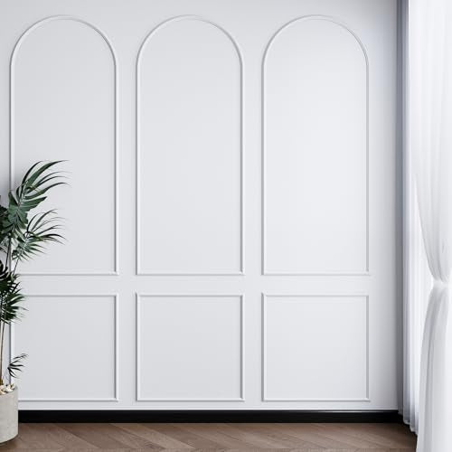 Colingmill 3 Set 24 x 64 Inch Arch Wall Molding Kit Peel Stick Arch Premade Accent Wainscoting Panel Wall Panel Decor Pre Cut Trim Kit for Home Walls Molding DIY Living Room Decor(Classic Style) - size: 24 x 64 Inch, style: Classic Style