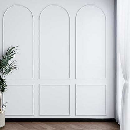 Colingmill 3 Set 24 x 64 Inch Arch Wall Molding Kit Peel Stick Arch Premade Accent Wainscoting Panel Wall Panel Decor Pre Cut Trim Kit for Home Walls Molding DIY Living Room Decor(Classic Style) - size: 24 x 64 Inch, style: Classic Style