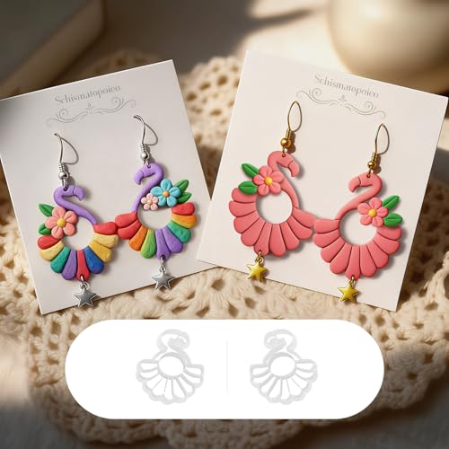 8Pcs Boho Flamingo Hollow Polymer Clay Cutters - color: Retro
