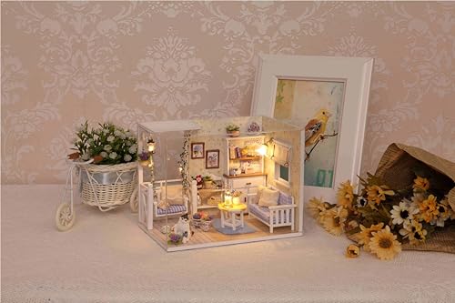 DIY Miniature Dollhouse Kits - Wooden Mini Model House with LED Lights, Tiny Furniture & Accessories – Craft Building Kits for Teens & Adults (Kitten Diary) – Birthday Valentine's Gift - style: Kitten Diary