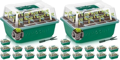 VIVOSUN 24-Pack Seed Starter Trays, 144-Cell Seed Starter Kit with Humidity Dome, Flat Reusable Plant Germination Trays with Drain Hole, Green Propagation Tray for Planting Seeds - size: 24-Pack 144-Cell, style: Trays