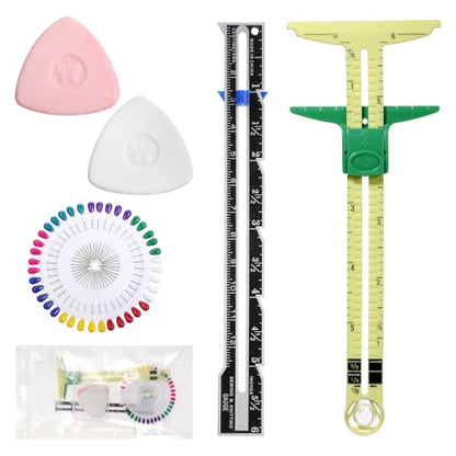 5 Pieces Sewing Gauge Measuring Tool Set, Sliding Gauge 5-in-1 Sewing Ruler