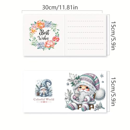 DDGYP 6pk Gnomes Diamond Art Cards w/Envelopes, DIY Xmas Kit for Adults - color: Dwarf 3