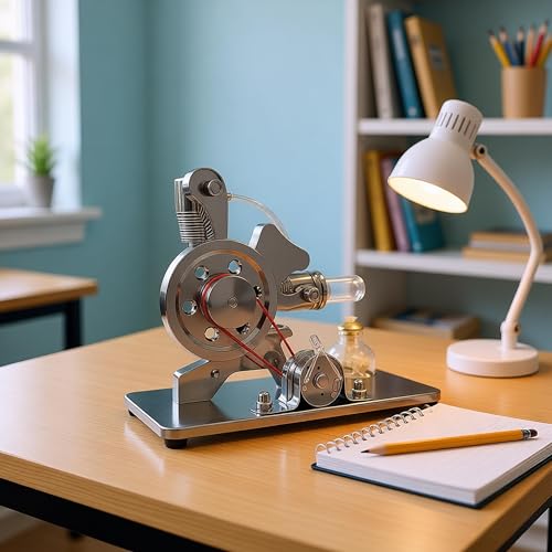 Sunnytech Hot Air Stirling Engine Motor Model Educational Toy Electricity Generator Colorful LED SC (SC005) - style: SC005