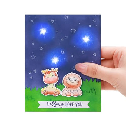 LED Circuit Stickers Light Craft Kit - 30 Pcs Yellow Pink Orange for Making Light-Up Cards Projects, with 1 Roll Conductive Tape and 3 Sheets Adhesive Foam Strips, Add Lights to Holiday Special Cards