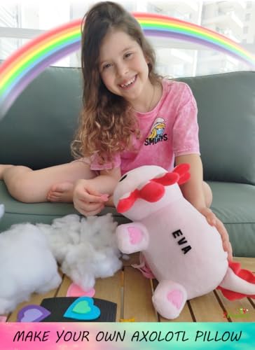 Make Your Own Axolotl Plush Pillow Kit Arts and Crafts for Kids (No Sew) - style: AXOLOTL