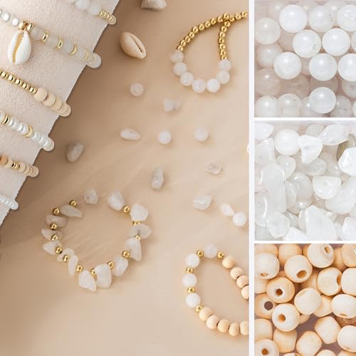 Xylise Jewelry Making Supplies Kit Natural Stone Beads for Irregular Natural Stone with for DIY Craft Bracelet Necklace Earrings for Adults (White Jade) - color: White Jade