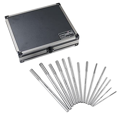 Accusize Industrial Tools Dowel Pin Reamer Size: 0.1230" Thru 0.4995", HSS M2 Premium Chucking Reamer Set, Right Hand Cut, 14 pcs Set, 5528-ST00 - size: 0.1230" thru 0.4995"