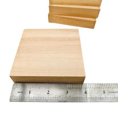 4PCS Unfinished Basswood Blocks for Crafts, Wood Craft Panels for Art, Engraving, Painting, DIY Projects, Chip Carving, Fretwork (3.93 x 3.93 x 0.78 in) - size: 3.93 x 3.93 x 0.78 in