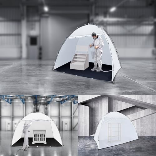 Siebwin 10x6x6.5ft Spray Paint Tent, Mesh Screen & Windproof Hooks, White - color: White, size: 10 ft x 6 ft x 6.5 ft