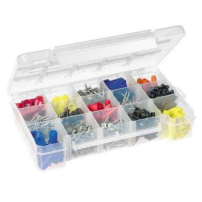 Akro-Mils 05705 Plastic Portable Parts Storage Case for Hardware and Crafts with Hinged Lid and 4 Adjustable Dividers, (8-3/8 x 5 x 1-5/8)-Inch, Small, Clear (Pack of 12) - size: Small (Pack of 12), style: 1-Pack