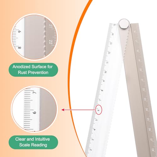 HARFINGTON 2pcs Folding Straight Ruler 30cm Metric Aluminum Alloy Protractor Foldable Angle Ruler Geometric Measuring Tool for Architects Artists Office, Gold/Green - color: Gold/Green