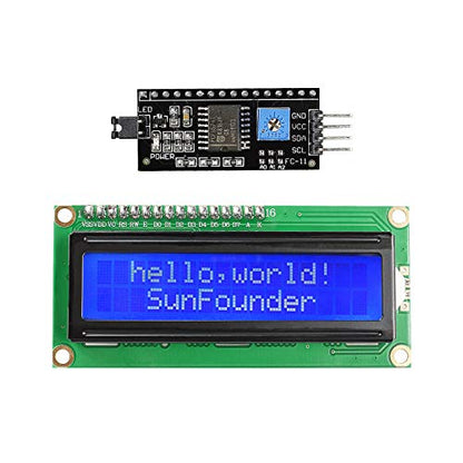 SunFounder IIC/I2C/TWI LCD1602 Display Module Compatible with Arduino and Raspberry Pi - color: 16x2 I2C LCD