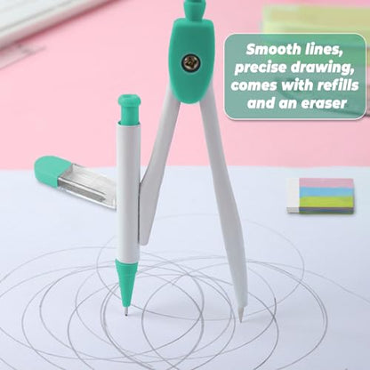 Compass Geometry Tool Protractor and Compass Set with Rulers Math 7 Piece