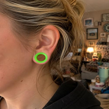 Oyaface 20 PCS Piercing Tunnel Set Soft/Hard Silicone Flesh Ear Plugs 2g-25mm Flexible Ear Stretching Gauge Expander - color: Green