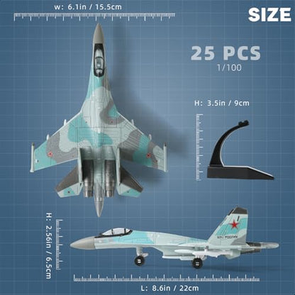 SEBUNAS 1:100 Scale SU-35S Fighter Jet Quick Build Model Kit - color: 04.SU-35S
