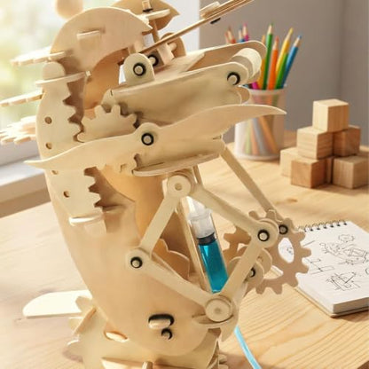 PATHFINDERS STEM Kits- Hydraulic Gearbot – Wooden STEM Building Catapult | Build-It-Yourself Hydraulic Robot with Gears & Launcher | Educational Engineering Toy & Gift Teens and Adults