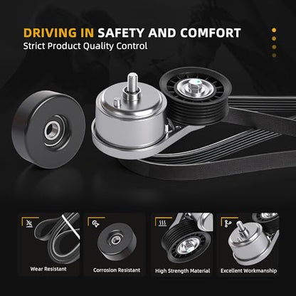 Belt Tensioner Serpentine Belt Idler Pulley Kit for Chevy C1500/C3500 96-00 - size: for K1500/K2500/C1500 1996-2000