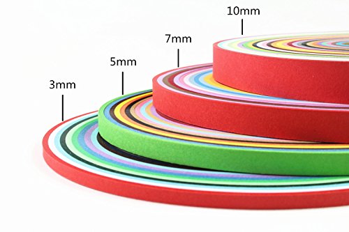 IMISNO Paper Quilling Strips Set,1040Strips,26Colors,3/5/7/10mmx38cm - size: 1