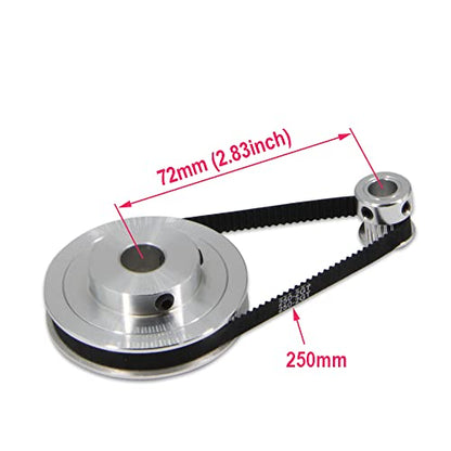 2PCS Set GT2 Synchronous Wheel 20&80 Teeth 10mm Bore Aluminum Timing Pulleys with 2PCS Length 250mm Width 6mm Belt (20-80T-10B-6) - style: 20-80T-10B-6