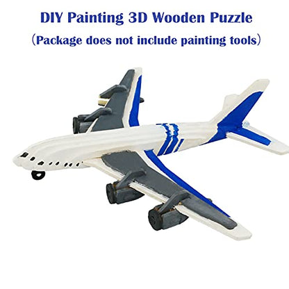 Georgie Porgy 3D Wooden Puzzles for Kids Toys Construction Woodcraft Kits DIY Model Puzzle Kits Birthday Gifts Pack of 2 (Civil Airplane Yacht) - color: Civil Airplane Yacht
