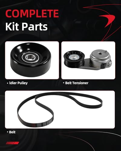 Fordnova Engine Serpentine Belt Drive Kit with Tensioner for 4.0L Ford - size: Ford 2000-2011 4.0L