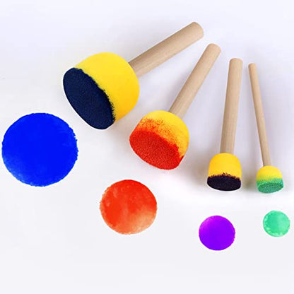 vivinin 90 Pcs Round Sponges Brush Set, Round Sponge Brushes for Painting, Paint Sponges for Acrylic Painting, Painting Tools for Kids Arts and Crafts (4 Sizes) - size: 90 PCS