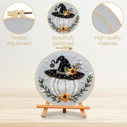 SCECALA 4 Pack Funny Halloween Embroidery Kit for Beginners - color: Brown Blue