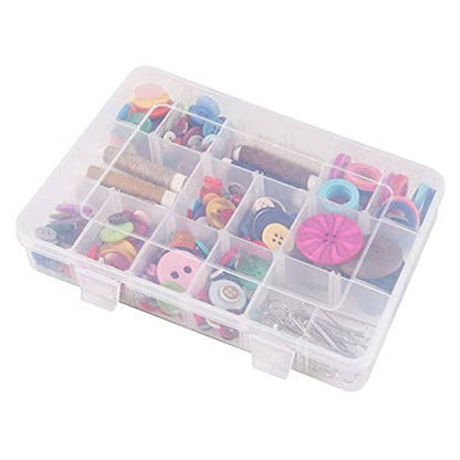 Exptolii 18 Grids Plastic Organizer Box with Dividers, Clear Compartment Container Storage for Beads Crafts Jewelry Fishing Tackles, Size 7.9 x 6.2 x 1.2 in - size: 1x 18 Grids