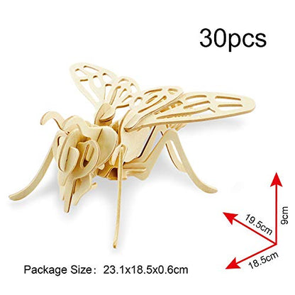 Georgie Porgy 3D Wooden Puzzles for Kids Toys Construction Woodcraft Kits DIY Model Puzzle Kits Birthday Gifts Pack of 3 (Bee Shark Sea Turtle) - color: Bee Shark Sea Turtle