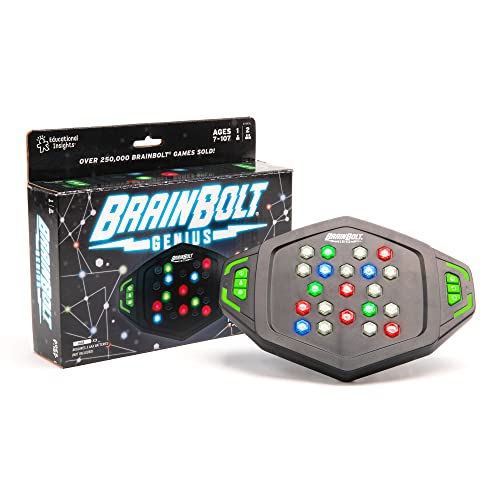 Educational Insights BrainBolt Genius - Puzzle Memory Game for Kids, Teens and Adults, Handheld Electronic Brain Travel Games, Gift for Gamers, Games for Kids 8-12, Fidget Memory Game