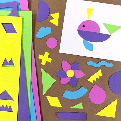 ARTshapes Punch-Out Paper Shapes, Happy, 840 Piece, Classroom Decor - color: Purple,Pink,Yellow,Green,Blue
