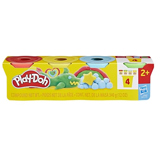 Play-Doh 4 Classic Colors, Set of Modeling Compound 3 oz x4, Manual Activity and Artistic Creations, Play-Doh Creative Kits for Kids