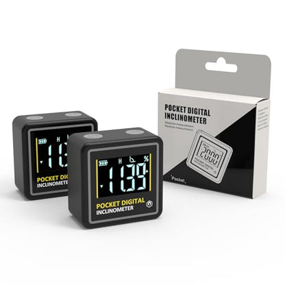 KNINE OUTDOORS Mini Digital Angle Finder 4-side Strong Magnetic Angle Gauge, Table Saw Miter Protractor, Woodworking Measuring Tool, Level Box for Hanging (2 Pack, Plastic, Small Size) - style: 2 Pack