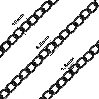 Jishi 16ft Aluminium Curb Chain Roll, Thick Twisted Chain Links, Black Plated Metal Craft Chain Curb Link Chain Spool for Jewelry Making Necklace Bracelet DIY Crafts, Jewelry Making Findings Supplies - color: Black, size: Curb Chain 16ft 6.5mm