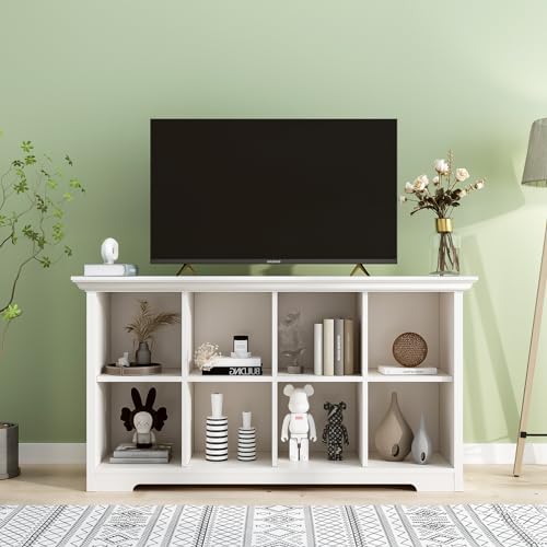 OSCHF 8-Cube Open Bookcase with Base, 2-Tier Low Cabinet, White - color: Warm White, size: 8-Cube