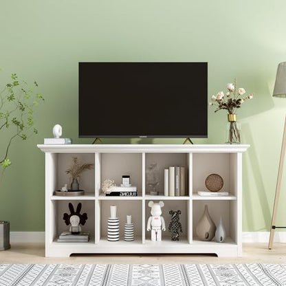 OSCHF 8-Cube Open Bookcase with Base, 2-Tier Low Cabinet, White - color: Warm White, size: 8-Cube