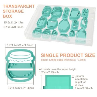16Pcs Jar Polymer Clay Cutters Bottle Clay Earrings Cutters Pear Apple Polymer Jewelry Cutter for Earrings Making Party Festival DIY Supplies - color: Can