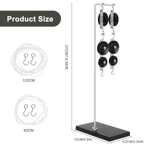 Pulley System Kit for Classroom Physics Experiments, Metal Pulley Block with Holder and Rope, Mechanical Advantage Teaching Tool, Durable Lab Equipment for Science Projects & Mechanics Education
