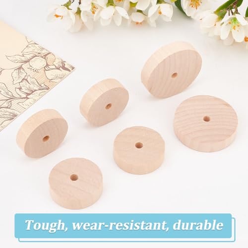 OLYCRAFT 1.8/1.4 Inch Unfinshed Wood Craft Wheels with Stick Flat Round - size: 1.8 inch & 1.4 inch