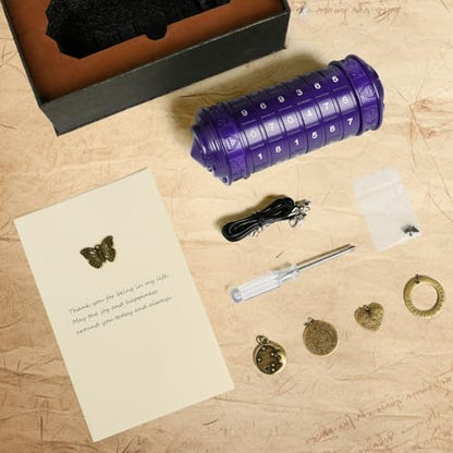 CoEjokno Da Vinci Code Numeric Cryptex Money Puzzle Box for Cash Gift, Jewelry Box with Hidden Compartment, Unique Puzzle Gift for Adults Brain Teaser Valentine’s Day Wedding & Anniversary Present - color: Purple